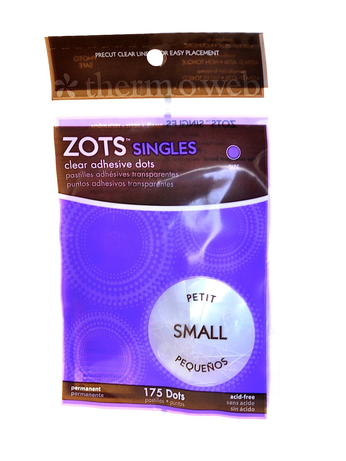 Zots Clear Adhesive Dots 3/16 in., small dots, pack of 175